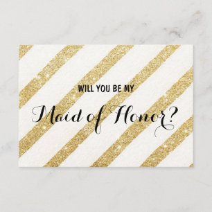 Modern gold stripe Will you be my Maid of Honour Invitation