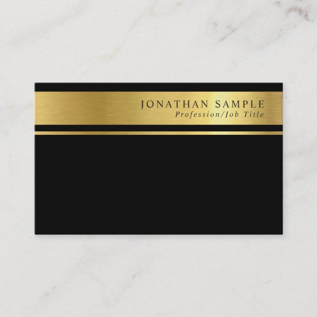 Modern Gold Striped Signature UV Matte Luxe Business Card (Front)