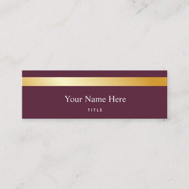 Modern Gold Striped Stylish Mini Business Card (Front)