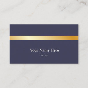 Modern Gold Striped Stylish Navy Business Card