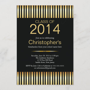 Modern Gold Stripes Graduation Party Invitation