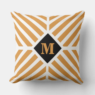 Modern Gold Stripes Monogram Cushion
