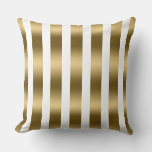 Modern Gold Stripes Pattern White Background Cushion