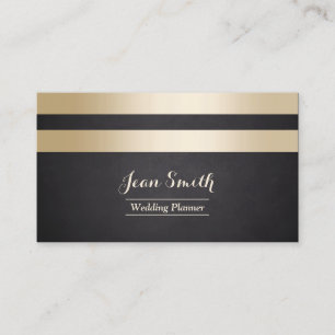 Modern Gold Stripes Wedding Event Planning Business Card