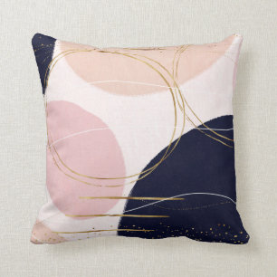 Modern Gold Strokes & Circles Minimal Pink Design Cushion