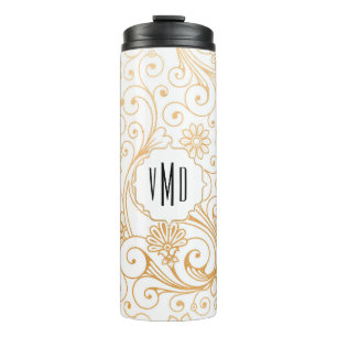 Modern Gold Swirl monogram Thermal Tumbler