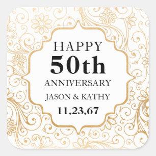 Modern Gold Swirl party favour sticker