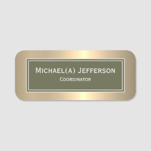 Modern Gold Terrarium Moss Green Luxury Name Tag