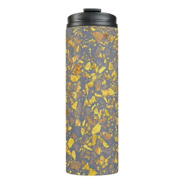 Modern Gold Terrazzo Pattern Thermal Tumbler (Front)