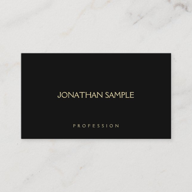 Modern Gold Text Professional Elegant Simple Black Business Card (Front)