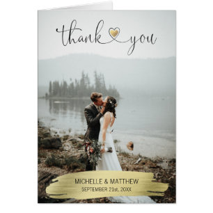 Modern Gold THANK YOU wedding note card PHOTO