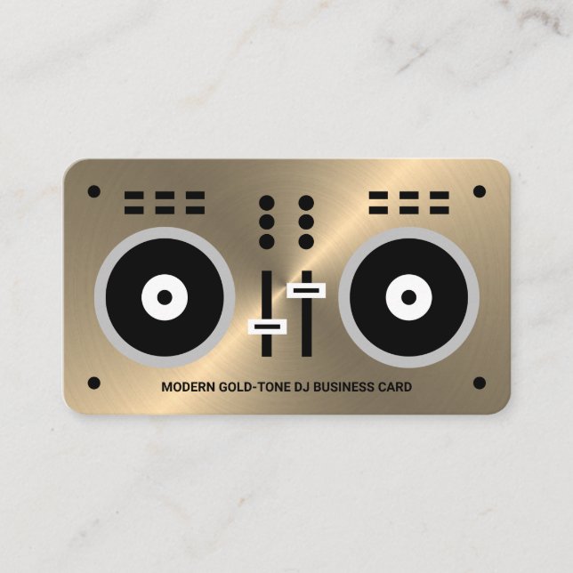 Modern Gold-Tone 2020 DJ Business Card (Front)