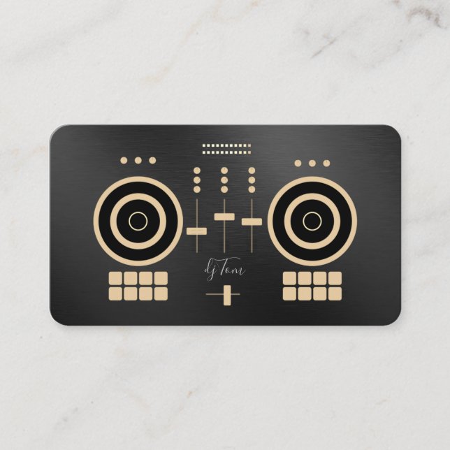 Modern Gold-Tone 2022 DJ Business Card (Front)