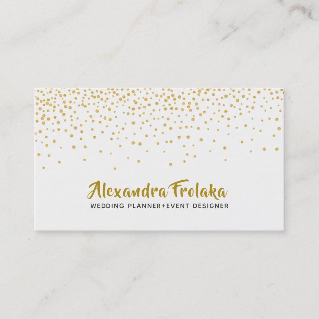 Modern Gold Tones Dots over white background Business Card (Front)