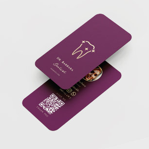 MODERN  GOLD TOOTH DENTIST ORTHODONTIST QR BUSINESS CARD