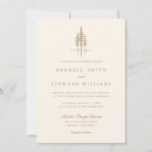 Modern Gold Tree Forest Rustic Wedding Invitation