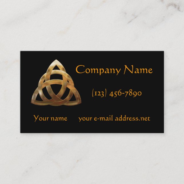 Modern Gold Trinity Knot Business Card (Front)