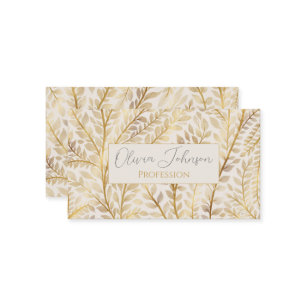 Modern Gold Tropical Leaves Greenery Business Card