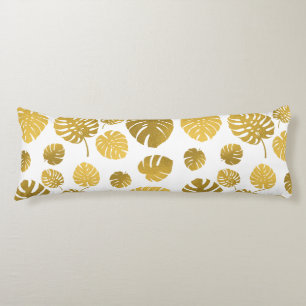 Modern Gold Tropical Leaves Pattern  Body Cushion