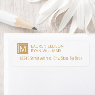 Modern Gold Typography Monogram Custom Address