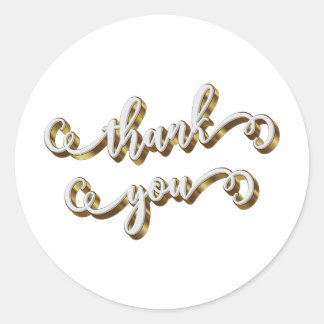 Modern Gold Typography Thank You Classic Round Sticker