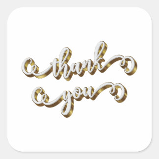 Modern Gold Typography Thank You Square Sticker