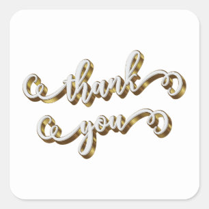 Modern Gold Typography Thank You Square Sticker