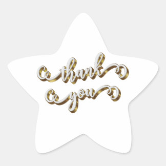 Modern Gold Typography Thank You  Star Sticker