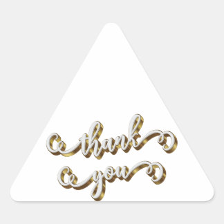 Modern Gold Typography Thank You  Triangle Sticker