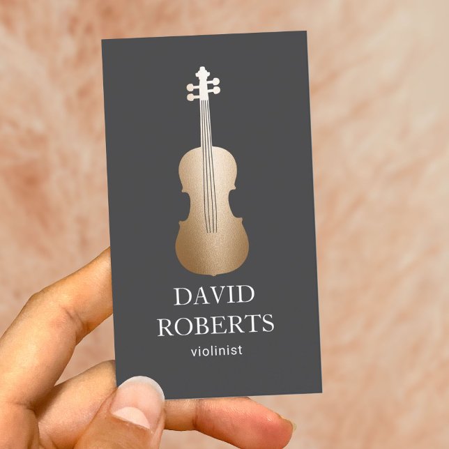 Modern Gold Violin Music Teacher Violinist Business Card (Creator Uploaded)