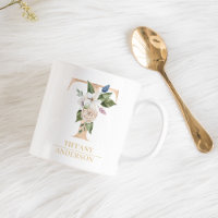 Modern Gold Watercolor Flower Letter T | Monogram