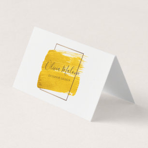 Modern Gold Watercolor Paint Framed Business Card