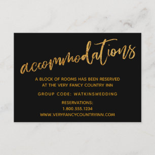 Modern Gold Waves on Black Wedding Accommodations Enclosure Card