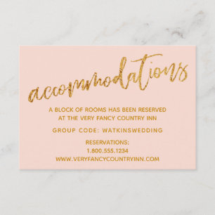 Modern Gold Waves on Blush Wedding Accommodations Enclosure Card