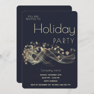 Modern Gold wavy bokeh corporate Holiday party Invitation