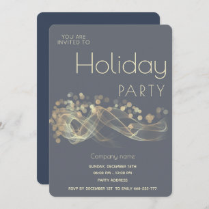Modern Gold wavy bokeh corporate Holiday party  Invitation