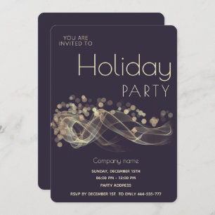 Modern Gold wavy bokeh corporate Holiday party  Invitation