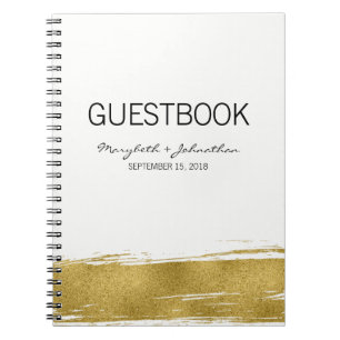 Modern Gold Wedding Guest Book Notebook