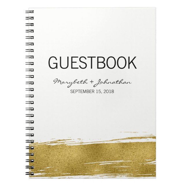 Modern Gold Wedding Guest Book Notebook (Front)