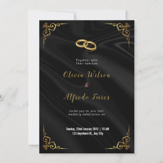 modern gold wedding invetation holiday card