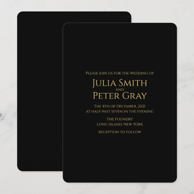 Modern gold wedding  invitation (Front/Back)