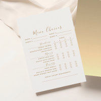 Modern Gold Wedding Menu Choice Card