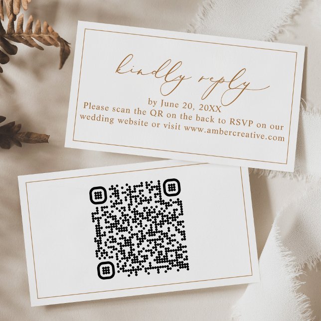 Modern Gold Wedding QR code RSVP Enclosure Card (Creator Uploaded)