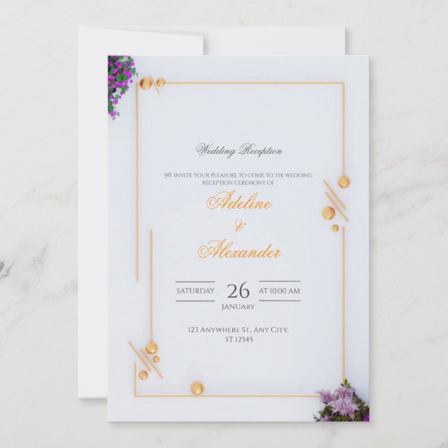 Modern Gold Wedding Reception Invitation (Front)