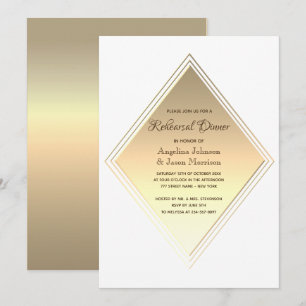 Modern Gold Wedding Rehearsal Dinner Invitation