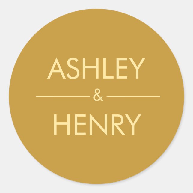 Modern Gold Wedding Sticker, Envelope Seal (Front)