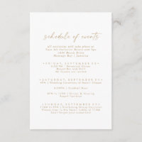 Modern Gold Wedding Weekend Schedule of Events