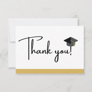 Modern Gold White and Black  Graduation Class of , Thank You Card