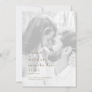 Modern Gold & White B/W Photo Save The Date
