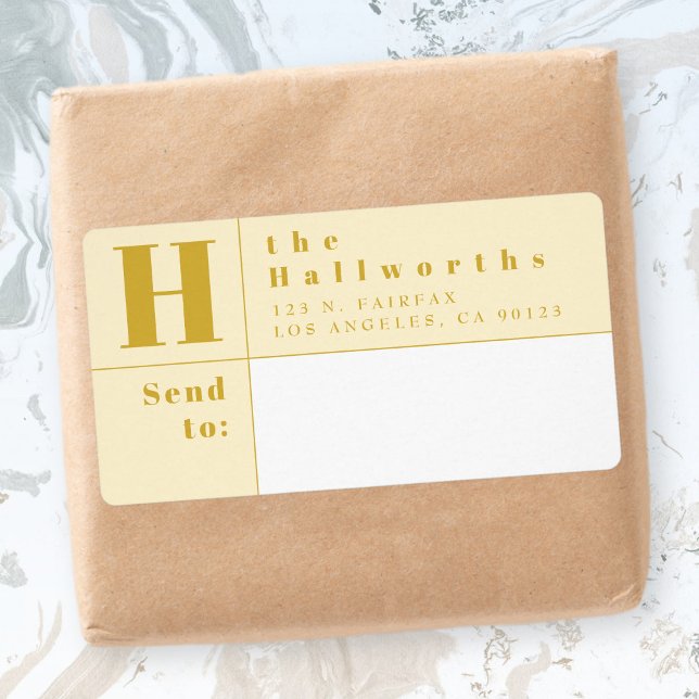 Modern Gold & White Bold Block Return Address (Creator Uploaded)